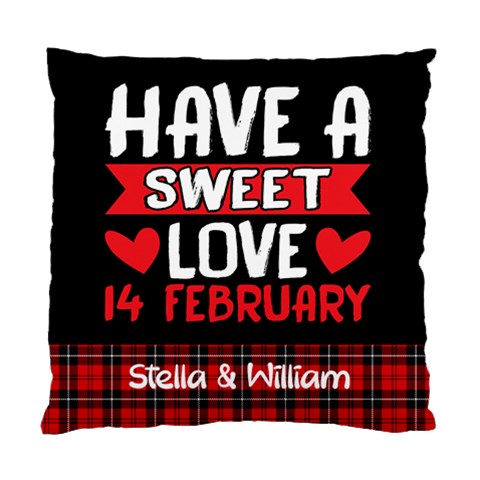 Personlized Valentine Plaid Pattern Cushion By Anita Front