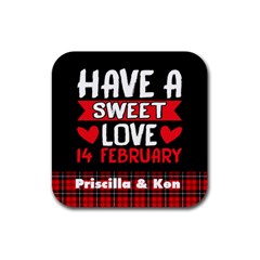 Personlized Valentine Plaid Pattern - Rubber Coaster (Square)