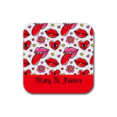 Personlized Hearts Pattern - Rubber Coaster (Square)