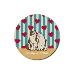 Couple Cat - Rubber Coaster (Round)