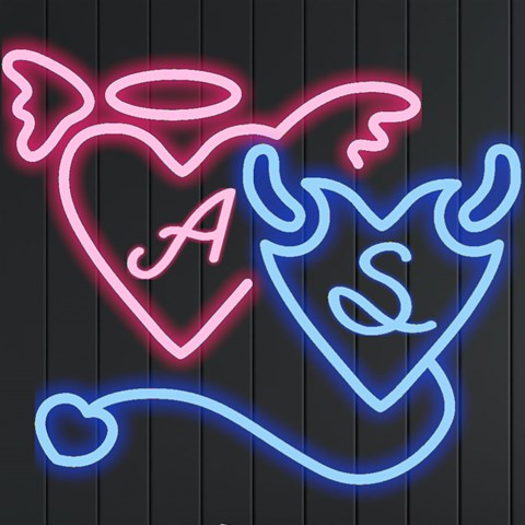 Personalized Heart Devil Angel Initial By Joe Front