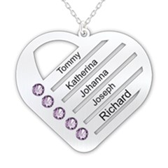 Personalized 5 Line Names Heart - 925 Sterling Silver Pendant Necklace
