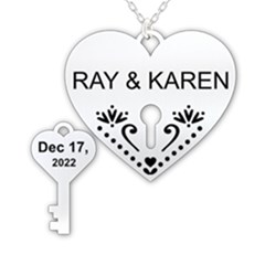 Personalized Name Love Key Lock - 925 Sterling Silver Pendant Necklace