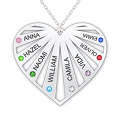 Personalized Name 8 Members Family Tree Heart Love - 925 Sterling Silver Pendant Necklace