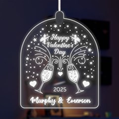 Personalized Name Love Angel Champagne Valentines day - LED Acrylic Ornament