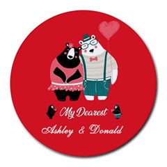Personalized Couple Lover Name - Round Mousepad