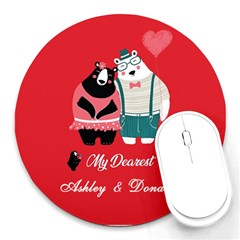 Personalized Couple Lover Name - Round Mousepad