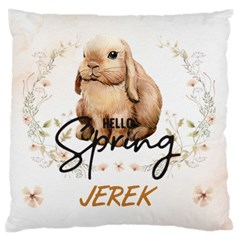 Personalized Easter Vintage Rabbit Illustration Name - Large Cushion Case (One Side)