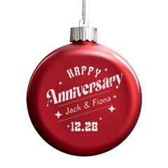 Happy Anniversary - LED Glass Round Ornament