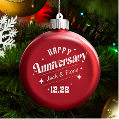 Happy Anniversary - LED Glass Round Ornament