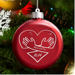 Heart Hug - LED Glass Round Ornament