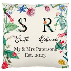 Personalized Wedding Floral Initial Family Name - Large Cushion Case (One Side)