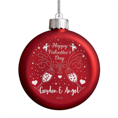 Personalized Name Love Angel Champagne Valentines day - LED Glass Round Ornament