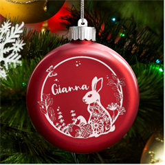 Personalized Name Easter Bunny Rabbit - LED Glass Round Ornament