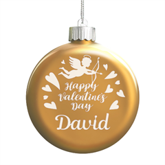 Personalized Valentines Day Name - LED Glass Round Ornament
