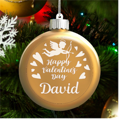 Personalized Valentines Day Name - LED Glass Round Ornament