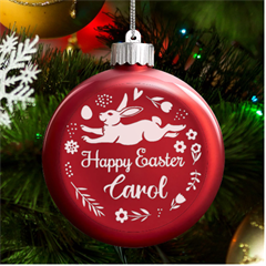 Personalized Easter Day Rabbit Name - LED Glass Round Ornament