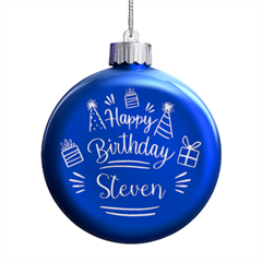Personalized Happy Birthday Name - LED Glass Round Ornament