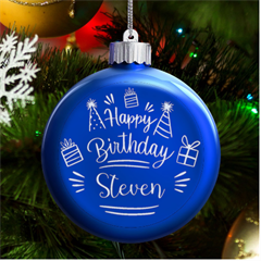 Personalized Happy Birthday Name - LED Glass Round Ornament