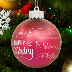 Personalized Happy Birthday Name - LED Glass Sphere Ornament