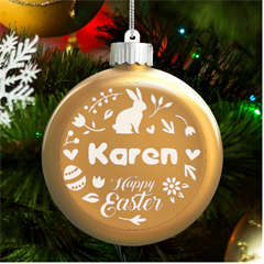 Personalized Easter Day Rabbit Name - LED Glass Round Ornament