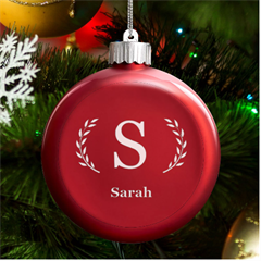 Personalized Initial Name - LED Glass Round Ornament