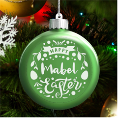 Personalized Easter Day Rabbit Egg Name - LED Glass Round Ornament