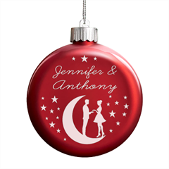Personalized Couple Valentine Name - LED Glass Round Ornament