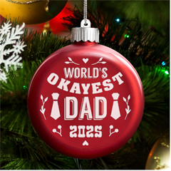 Personalized Fathers Day Name - LED Glass Round Ornament