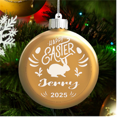 Personalized Easter Day Rabbit Egg Name - LED Glass Round Ornament