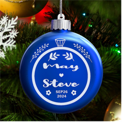 Personalized Wedding Couple Date Name - LED Glass Round Ornament