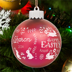 Personalized Easter Day Rabbit Egg Name - LED Glass Sphere Ornament