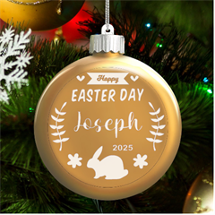 Personalized Easter Day Rabbit Egg Name - LED Glass Round Ornament