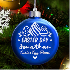 Personalized Easter Day Rabbit Egg Name - LED Glass Round Ornament