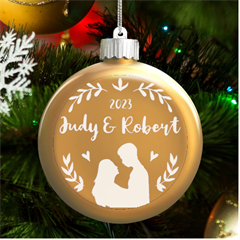 Personalized Couple love Name - LED Glass Round Ornament