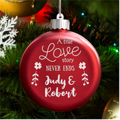 Personalized Couple love Name - LED Glass Round Ornament