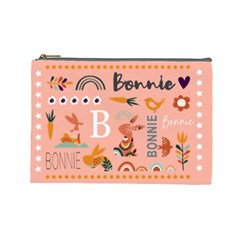 Personalized Name Easter Bunnies Rainbows Flowers - Cosmetic Bag (Large)