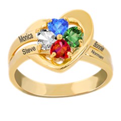 Classic 4 Name Heart Ring - 925 Sterling Silver Ring