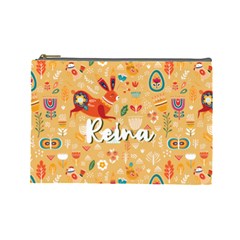 Personalized Name Flowers Boho Lovely Bunny - Cosmetic Bag (Large)