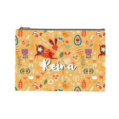 Personalized Name Flowers Boho Lovely Bunny - Cosmetic Bag (Large)