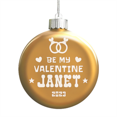 Personalized Be My Valentine Name - LED Glass Round Ornament