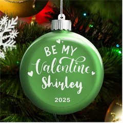 Personalized Be My Valentine Name - LED Glass Round Ornament