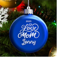 Personalized Mothers Day Name - LED Glass Round Ornament