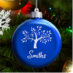 Personalized Family Tree Name - LED Glass Round Ornament