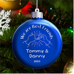 Personalized We are Best Friends Name - LED Glass Round Ornament