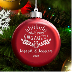 Personalized We are engaged couple Name - LED Glass Round Ornament