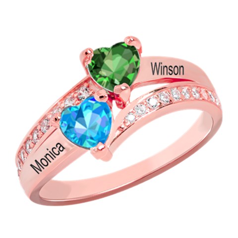 Diamond 2 Name Heart Ring By Alex Front