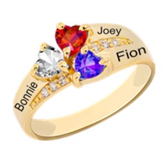 Diamond 3 Name Heart Ring - 925 Sterling Silver Ring Diamond 3 Name Heart Ring - 925 Sterling Silver Ring