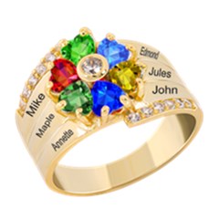 Diamond 6 Name Heart Ring - 925 Sterling Silver Ring Diamond 6 Name Heart Ring - 925 Sterling Silver Ring