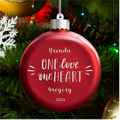 Personalized Love Couple Name - LED Glass Round Ornament